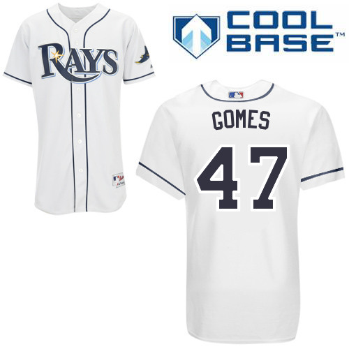 Brandon Gomes #47 MLB Jersey-Tampa Bay Rays Men's Authentic Home White Cool Base Baseball Jersey